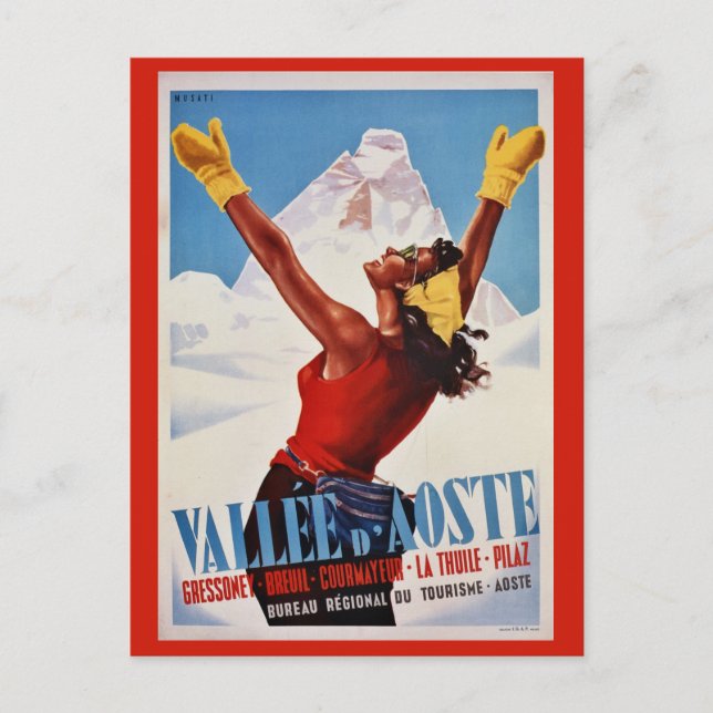 Postal Vintage retro invierno Alpes italianos viaje posta (Anverso)