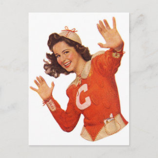 Postal Vintage Retro Mujeres Kitsch Fumador animador