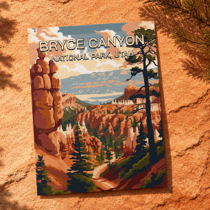 Postal Vintage Retro Parque Nacional Bryce Canyon Utah