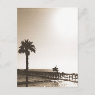 Postal vintage retro san clemente pier california sepia