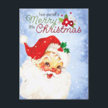 Postal Vintage Retro Santa Merry Christmas<br><div class="desc">Este diseño puede ser personalizado en el área proporcionada cambiando la foto y/o el texto. O puede personalizarse haciendo clic en Personalizar esta plantilla y, a continuación, eligiendo la opción de hacer clic en el personalizar y eliminando o cambiando el color del fondo, agregando texto, cambiando el color o estilo...</div>