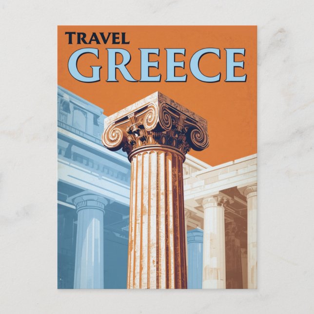Postal Vintage Retro Style Travel Greece Greek Column (Anverso)