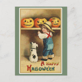 Postal Vintage Retro Una Feliz Halloween