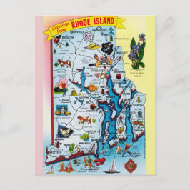 Postal Vintage Rhode Island Map Postcard