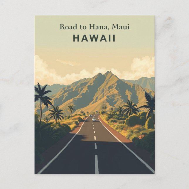 Postal Vintage Road to Hana, Maui, Hawaii Travel (Anverso)