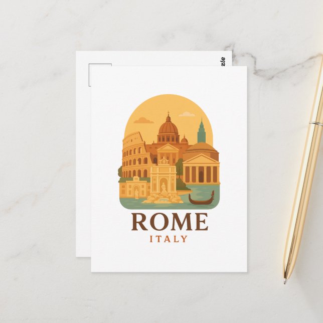 Postal Vintage Rome Colosseum & Pantheon Postcard (Anverso/Reverso In Situ)