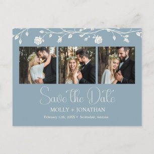 Postal Vintage Rosa Azul Polvorienta Viña Boda Guardar La