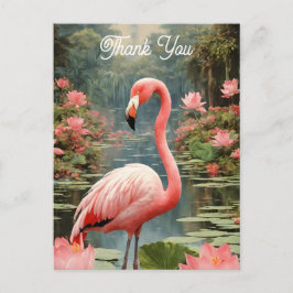 Postal Vintage rosa flamenco de Lotus Pond