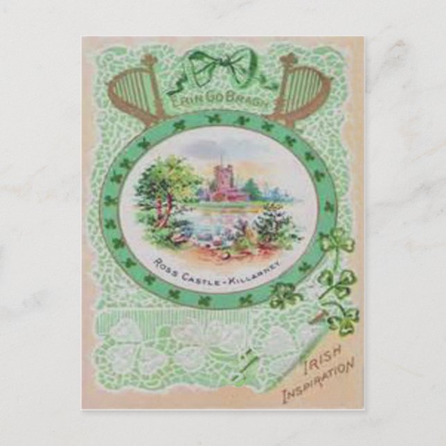Postal Vintage Ross Castle St Patrick's Day Card (Anverso)