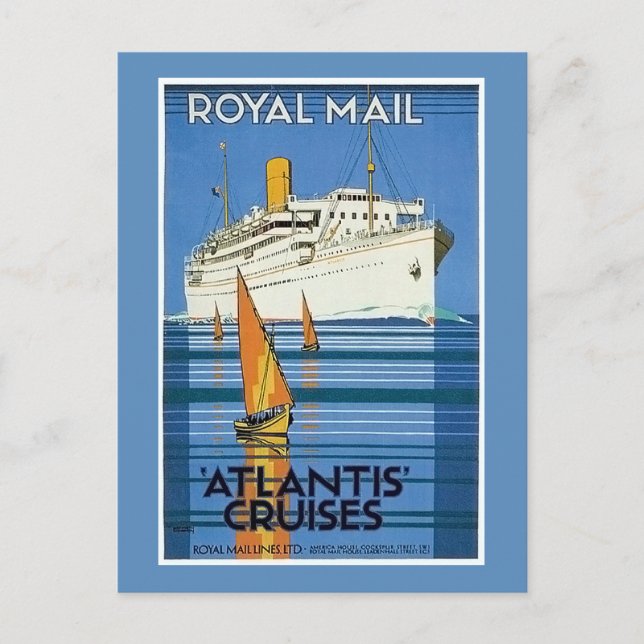Postal Vintage Royal Mail :Cruceros Atlantis" (Anverso)