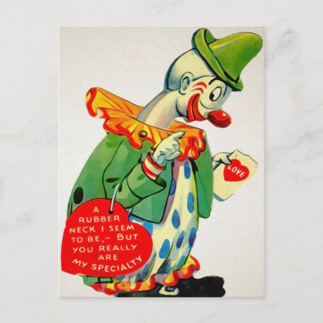 Postal Vintage Rubberneck Clown Valentine (Anverso)