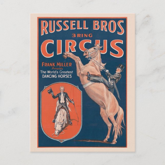 Postal Vintage Russell Brothers Circus Poster.