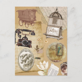 Postal Vintage Rustic Postcard Journal Pegatinas