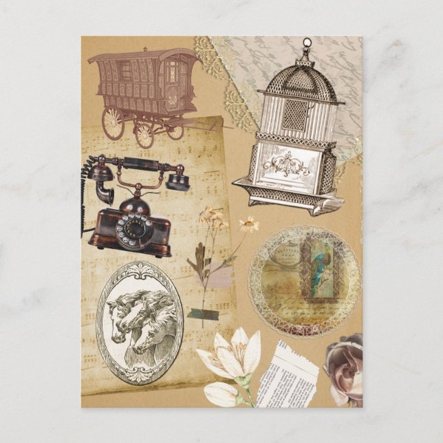 Postal Vintage Rustic Postcard Journal Pegatinas (Anverso)