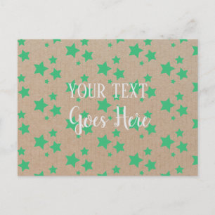 Postal Vintage Rustic Stars Pattern Kraft Paper Green