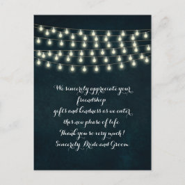 Postal Vintage Rustic String ilumina el Boda azul de la M