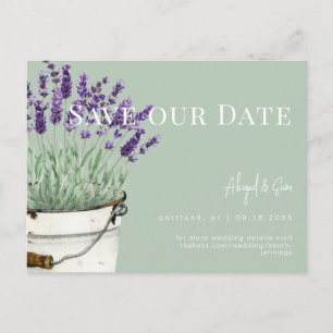 Postal Vintage Sage & Lavender Boda Ahorra nuestra Fecha