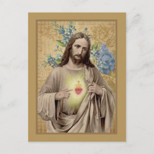 Postal Vintage Sagrado Corazón de Jesús Religioso