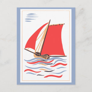 Postal Vintage Sailboat Art