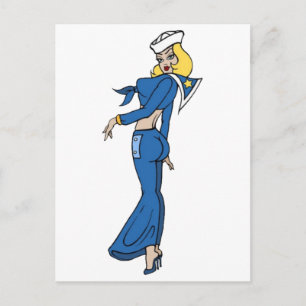 Postal Vintage Sailor Chica Tattoo Art