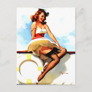 Postal Vintage Sailor Nautical Pin up Chica