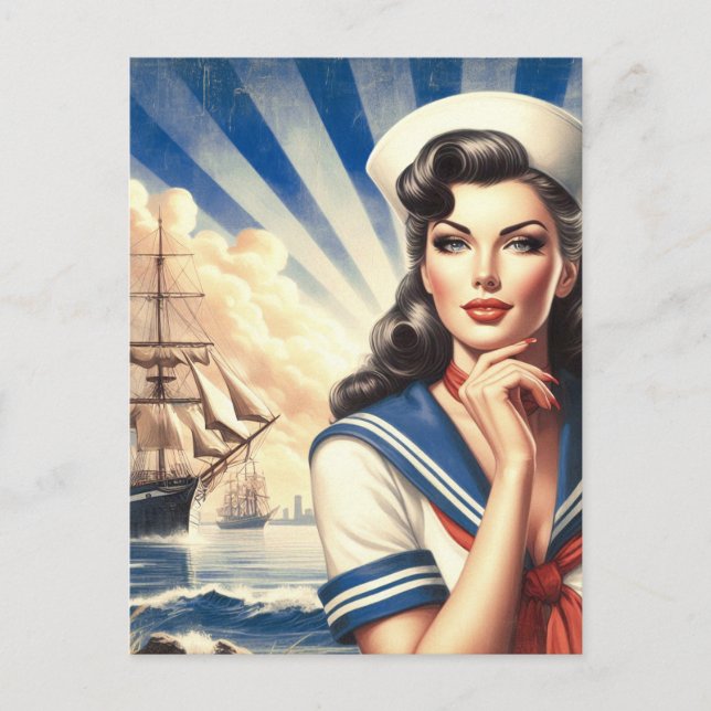Postal Vintage Sailor Pin Up (Anverso)