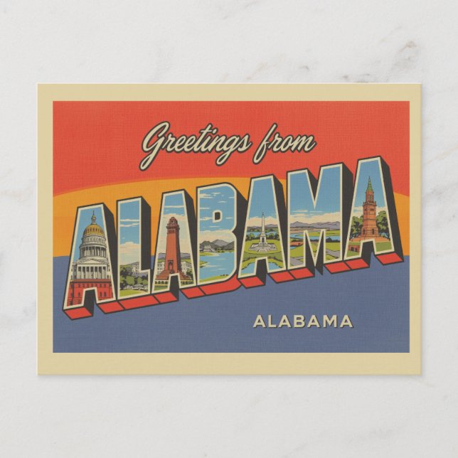 Postal Vintage "Saludos desde Alabama" (Anverso)