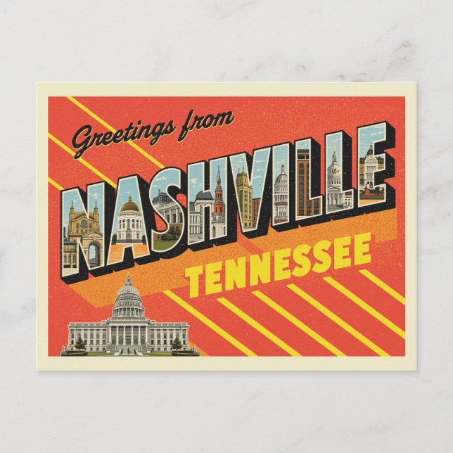 Postal Vintage "Saludos desde Nashville, Tennessee" (Anverso)