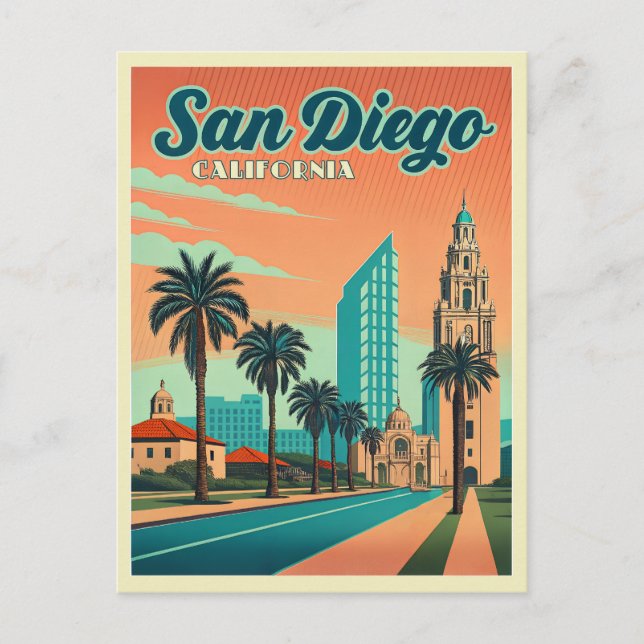 Postal Vintage San Diego California Sunset (Anverso)