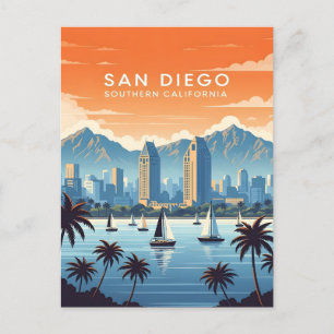 Postal Vintage San Diego con veleros