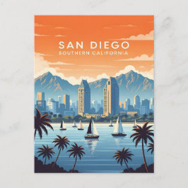 Postal Vintage San Diego con veleros