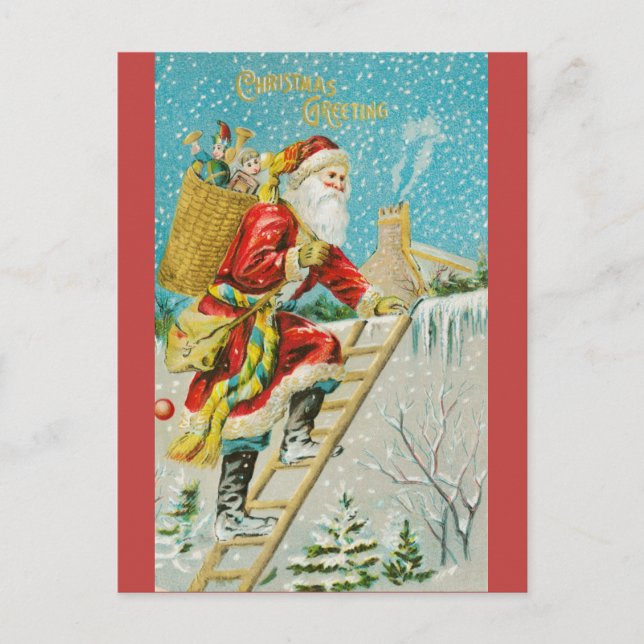 Postal Vintage Santa Christmas Greetings (Anverso)