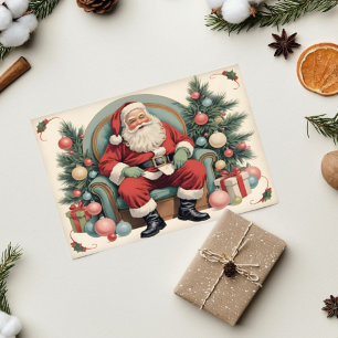 Postal Vintage Santa Claus Feliz Navidad