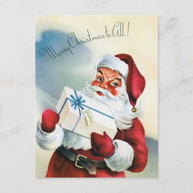 Postal Vintage Santa Claus Feliz Saludos navideños (Anverso)