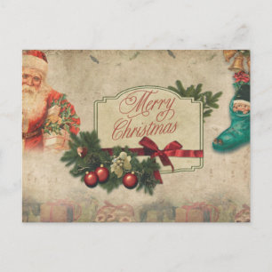 Postal Vintage Santa Merry Christmas