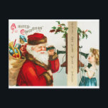 Postal Vintage Santa Merry Christmas<br><div class="desc">Tarjeta postal navideña vintage de Santa Merry.</div>