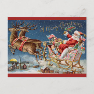 Postal Vintage Santa Merry Christmas