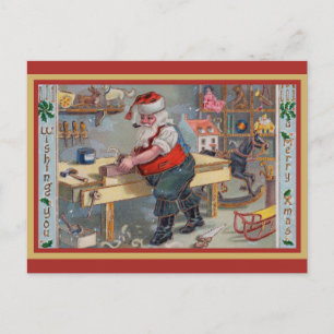 Postal Vintage Santa Merry Christmas Greetings