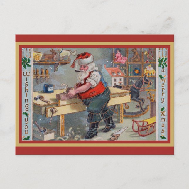 Postal Vintage Santa Merry Christmas Greetings (Anverso)