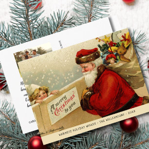 Postal Vintage Santa Merry Personalizado de Navidad Foto 