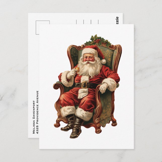 Postal Vintage Santa Navidades tradicionales (Anverso / Reverso)
