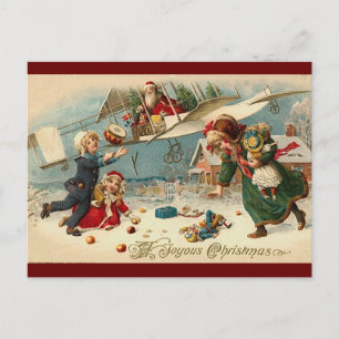 Postal Vintage santa navideña en juguetes para niños de a