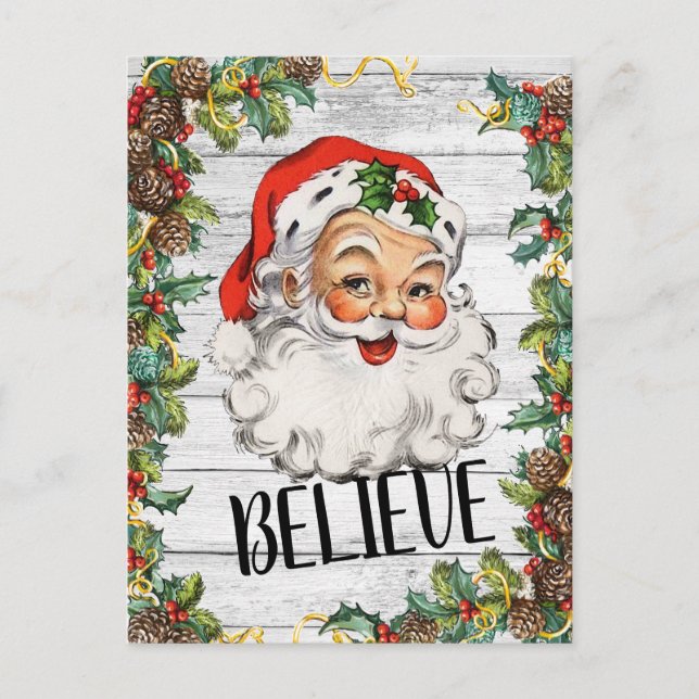 Postal Vintage Santa Rustic Country Navidades saludo (Anverso)