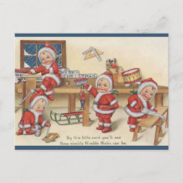 Postal Vintage Santa's Elves Navidad