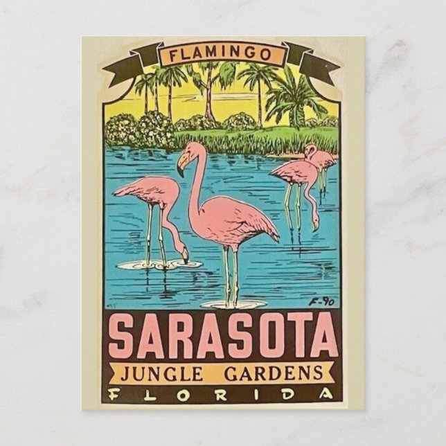 Postal Vintage Sarasota Flamingo Card (Anverso)