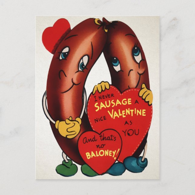 Postal Vintage Sausages Valentines (Anverso)