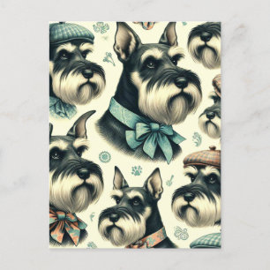 Postal Vintage Schnauzer Seamless Ilustracion