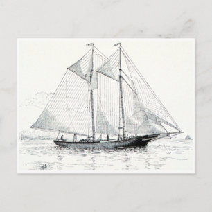 Postal Vintage Schooner Sailboat