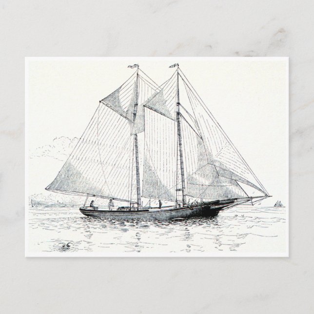 Postal Vintage Schooner Sailboat (Anverso)