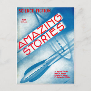 Postal Vintage Sci Art Rocket